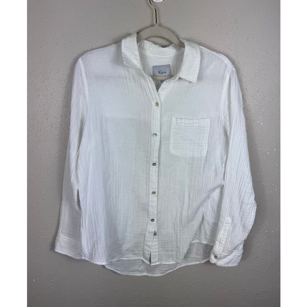 Rails Ellis Cotton Gauze Button-Up White Shirt Womens Size Large